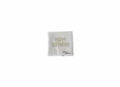Serviette Birthday 17x17cm wit 20 stuks