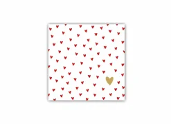 Serviette Little Hearts 33x33cm rood/goud 20 stuks