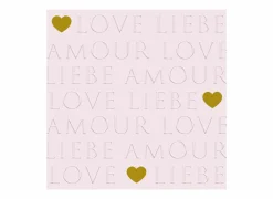 Serviette Love Letters 33x33cm - papier - roze 20 stuks