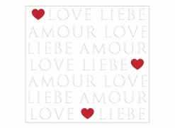 Serviette Love Letters 33x33cm - papier - wit/rood 20 stuks