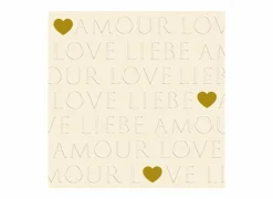 Serviette Love Letters 33x33cm - papier - geel 20 stuks