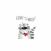 Serviette Need Love Racoon 33x33cm grijs 20 stuks