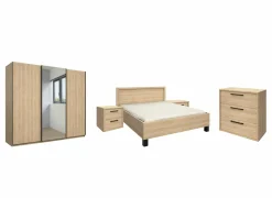 Slaapkamer Tessa met bed 140x200cm - kleerkast 250cm - commode 90cm en 2 nachtkastjes