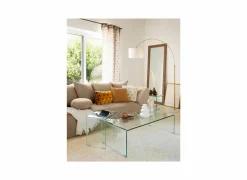 Staande lamp Tilio H195cm E27 - marmer & polyestervezel - wit & goud