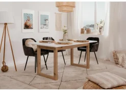 Tafel Denver 160/200x90cm - decor - wit & artisanale eik