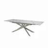 Tafel Gantia 180/240x90x76cm - keramiek & glas - wit goud zwart