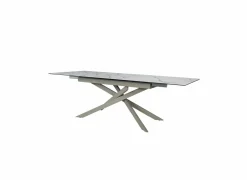 Tafel Gantia 180/240x90x76cm - keramiek & glas - wit goud zwart