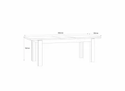 Tafel Kaszimiro 180/220x90cm - decor - waterford eik & zwart