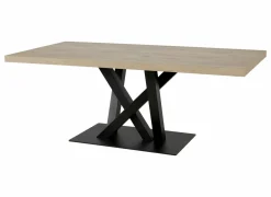 Tafel Sacha 170x100cm - melamine & metaal - canyon oak & zwart
