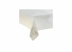 Tafelkleed Gouden stippen 140x360cm - polyester & katoen - wit
