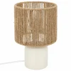 Tafellamp Koby Ø16xH24cm E14 - stoneware & jute - wit & naturel