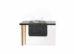 Tafelloper Truman 45x145cm - lederlook - zwart