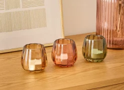 Theelichthouder Belia H7,5cm - glas - multicolor