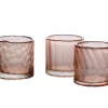 Theelichthouder Cassis Ø7x7cm - glas - roze