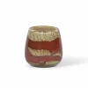 Theelichthouder H11cm - glas - honing & rood