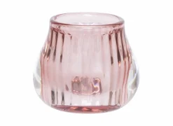 Theelichthouder Ø8x6,8cm - glas - roze