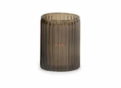 Theelichthouder Ø8x10cm - glas - smoke