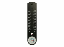Thermometer met hygrometer H25cm - plastiek & glas - zwart