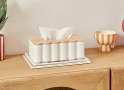 Tissuebox Cheri 24x15x9cm - MDF - wit & naturel