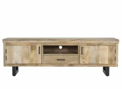 Tv-meubel Boqueria 180cm - mango massief & metaal - naturel