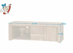 Tv-meubel Carbone 170cm - sheesham massief & fineer & decor - naturel