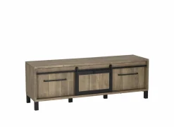 Tv-meubel 179cm - decor - old teak & matt black