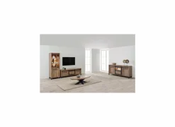 Tv-meubel 179cm - decor - old teak & matt black