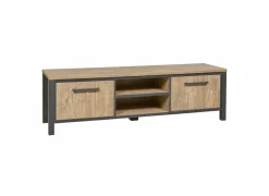 Tv-meubel 183cm - decor - oranje teakhout & mat zwart