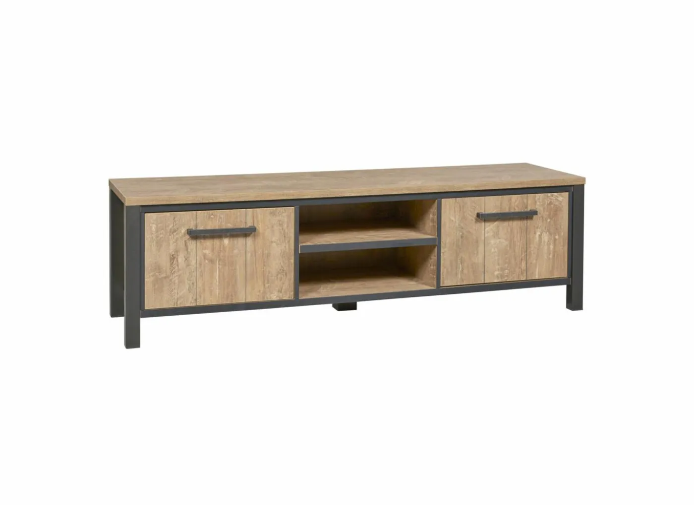 Tv-meubel 183cm - decor - oranje teakhout & mat zwart