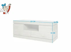 Tv-meubel Etna 125cm - decor - millenium eik & lichtgrijs