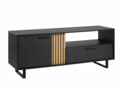 Tv-meubel Faro 164cm - melamine - structuur zwart