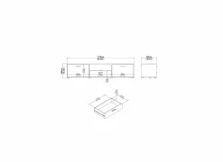 Tv-meubel Media 177cm - melamine - zwart