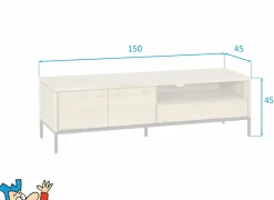 Tv-meubel Nomade 150cm - eik massief & fineer & decor - naturel