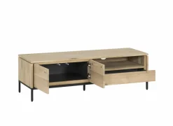Tv-meubel Nomade 150cm - eik massief & fineer & decor - naturel