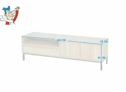 Tv-meubel Polar 145cm - eik massief & fineer & decor - naturel