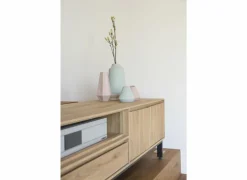 Tv-meubel Polar 145cm - eik massief & fineer & decor - naturel