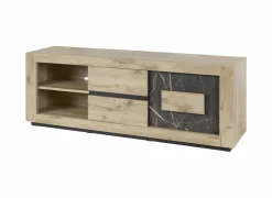 Tv-meubel Sacha 170cm - melamine - canyon oak & marble