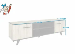 Tv-meubel Wayne 151cm - decor - eik & zwart