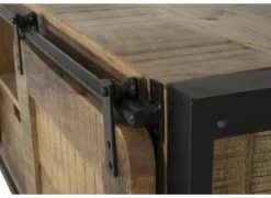 Tv-meubel Woodstock 160cm - mango massief & metaal - naturel & zwart