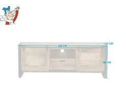 Tv-meubel Woodstock 160cm - mango massief & metaal - naturel & zwart