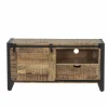 Tv-meubel Woodstock 120x45cm - mango massief & metaal - naturel & zwart