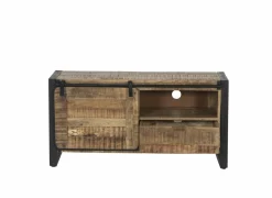 Tv-meubel Woodstock 120x45cm - mango massief & metaal - naturel & zwart