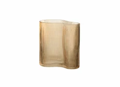 Vaas Gestreept  11,8x18,5x20 - glas - caramel