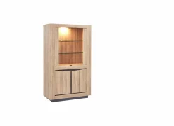 Vitrinekast 108cm - decor - French oak & grijs