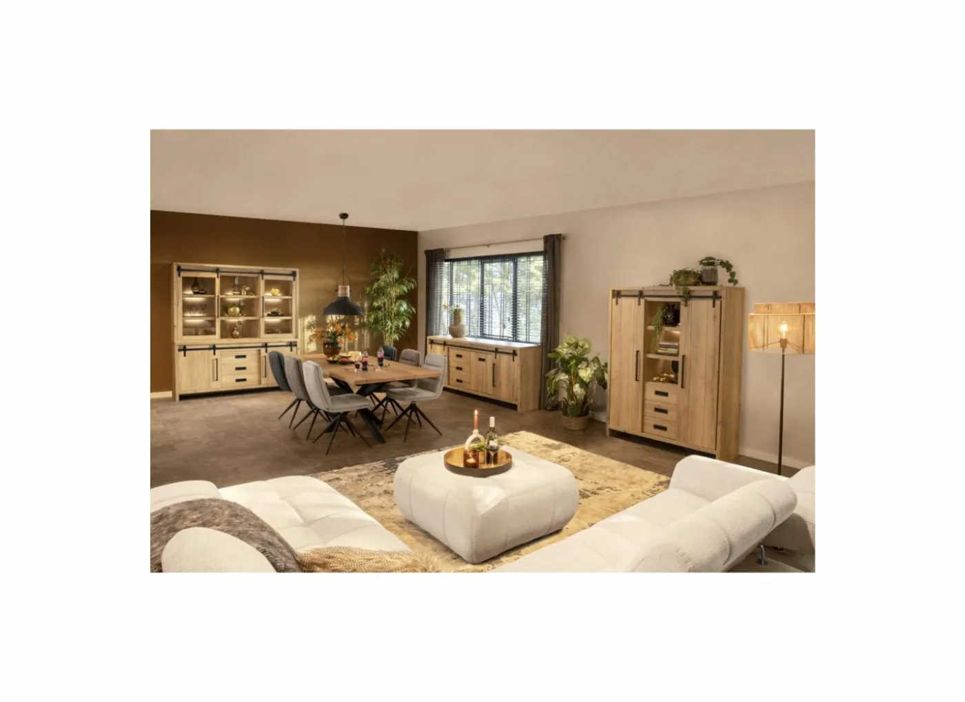 Vitrinekast Cottage 180cm - lamulux - naturel