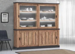 Vitrinekast Etienne 221cm - decor - zwart