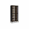 Vitrinekast Roomers 89cm - decor - zwart & walnoot