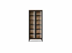 Vitrinekast Roomers 89cm - decor - zwart & walnoot
