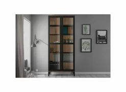 Vitrinekast Roomers 89cm - decor - zwart & walnoot