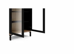 Vitrinekast Roomers 89cm - decor - zwart & walnoot